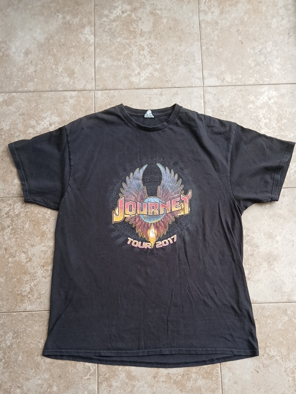 Journey Black Short Sleeve 2017 Tour Tee with Multicolor Wing Graphic